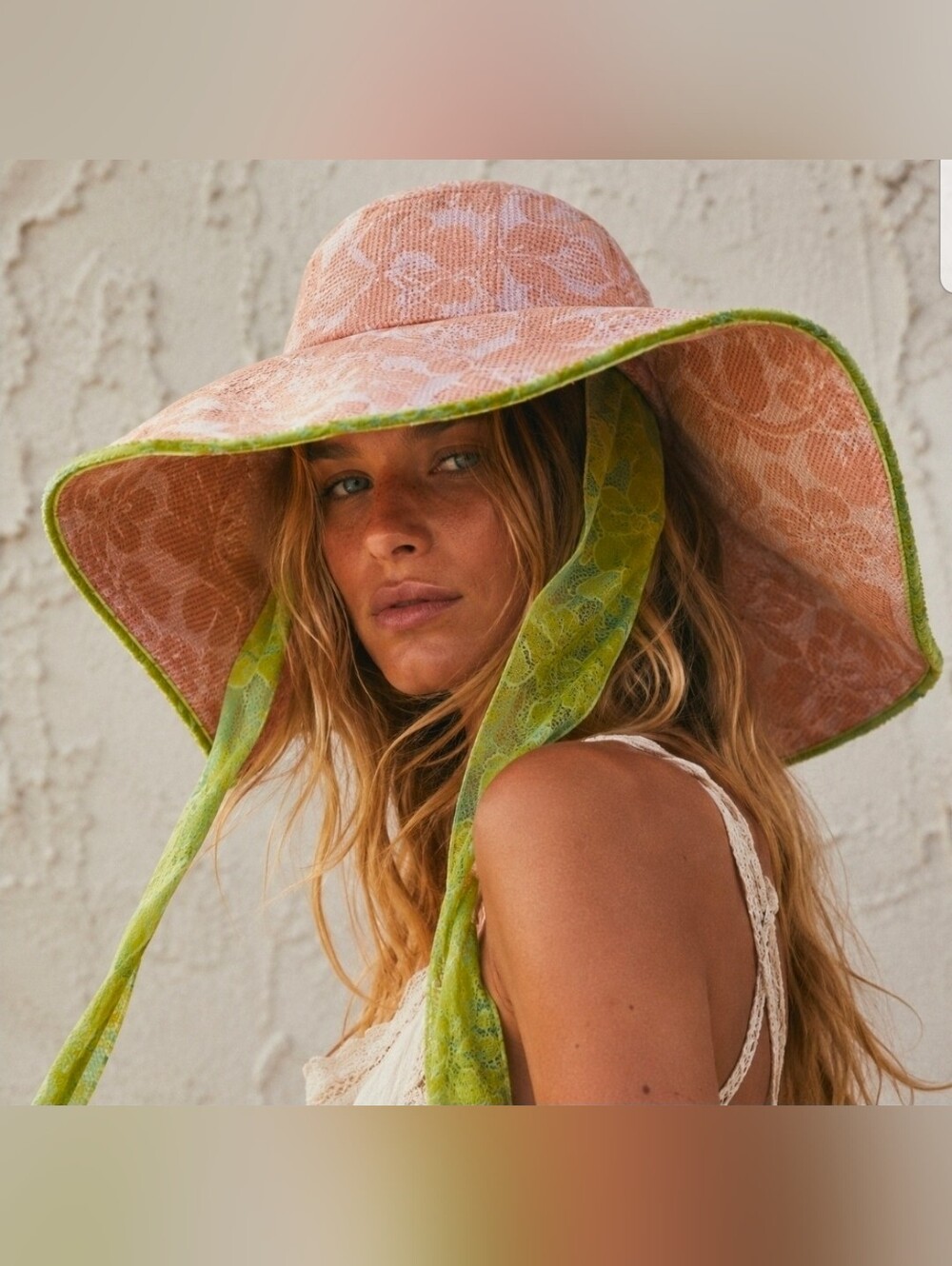 Free People Field Day Jacquard Bucket Hat Floral Tie Garden Whimsy Cottagecore